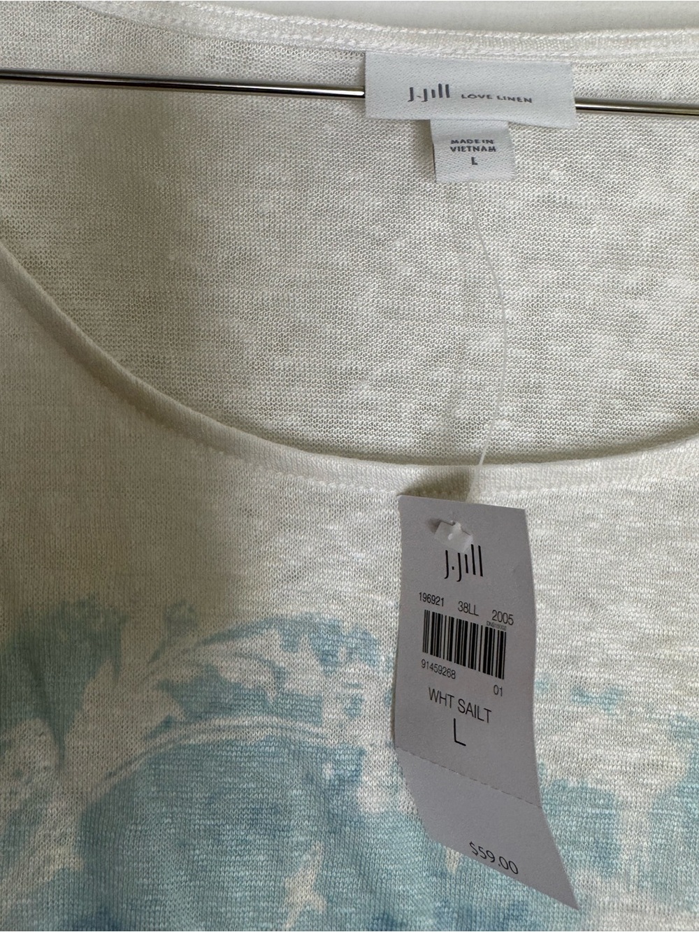 J Jill Love Linen Size Large Short Sleeve Sailboat Graphic T Shirt Top New NWT - Picture 3 of 6